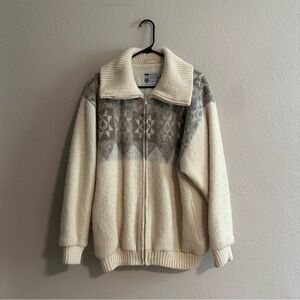 Vintage Cream and Gray Women's Jacket